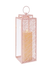 Premier Decorations Ltd Pink Metal and Glass Lantern - Image 1 of 2