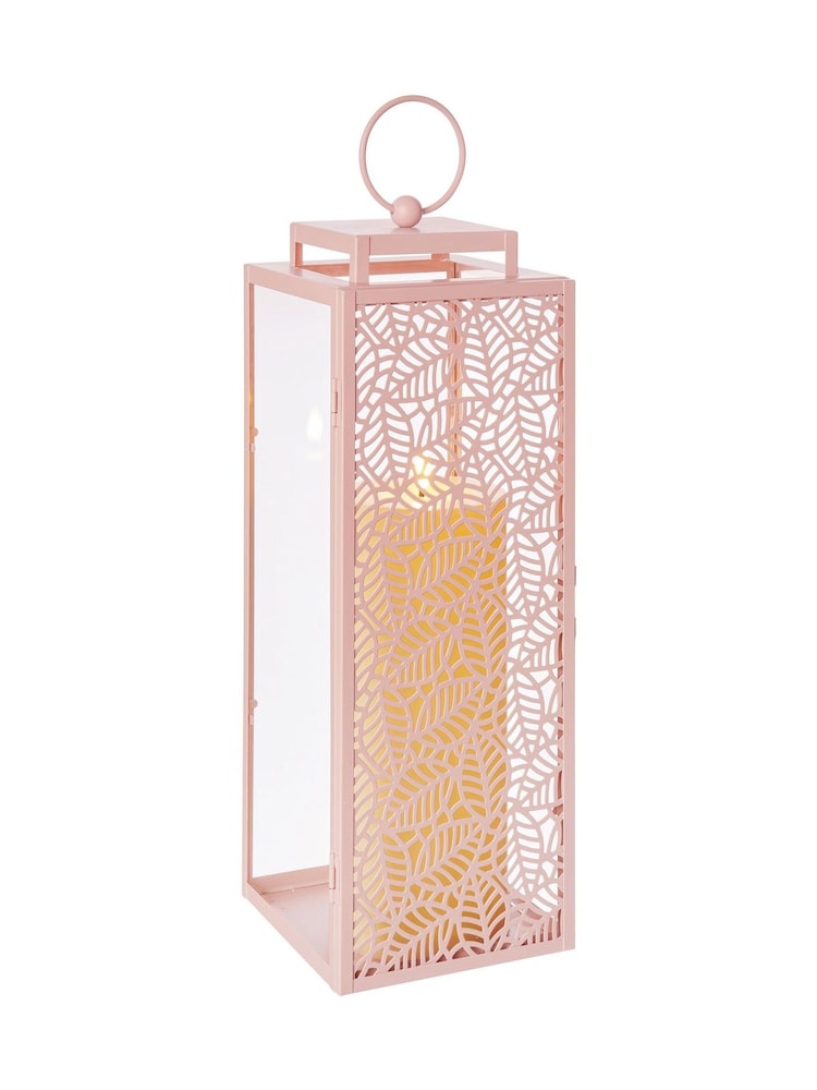 Premier Decorations Ltd Pink Metal and Glass Lantern - Image 1 of 2