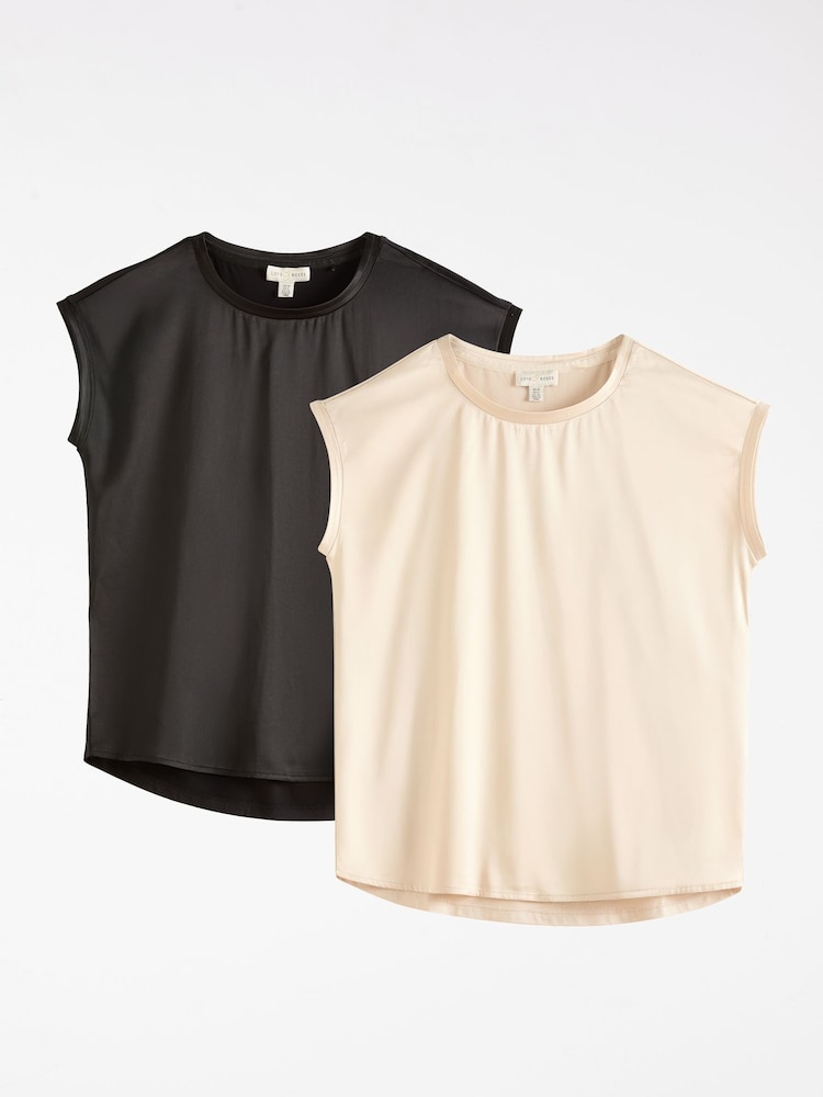 Love & Roses Multi Satin Multipack T-Shirts - Image 1 of 7 Love & Roses Multi Satin Multipack T-Shirts - Image 1 of 7