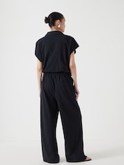 Hush Black Short Sleeve Wide Leg Jersey Jumpsuit - Image 4 of 6