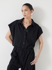 Hush Black Short Sleeve Wide Leg Jersey Jumpsuit - Image 5 of 6