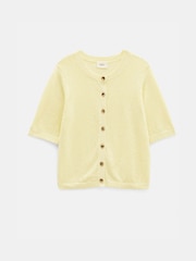 Hush Yellow Linen Blend Short Sleeve Cardigan - Image 5 of 5