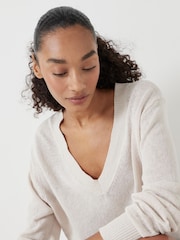 Hush White Linen Blend V-Neck Jumper - Image 4 of 6