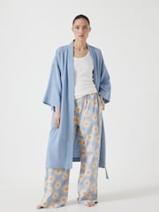 Hush Blue Waffle 100% Cotton Robe - Image 1 of 6