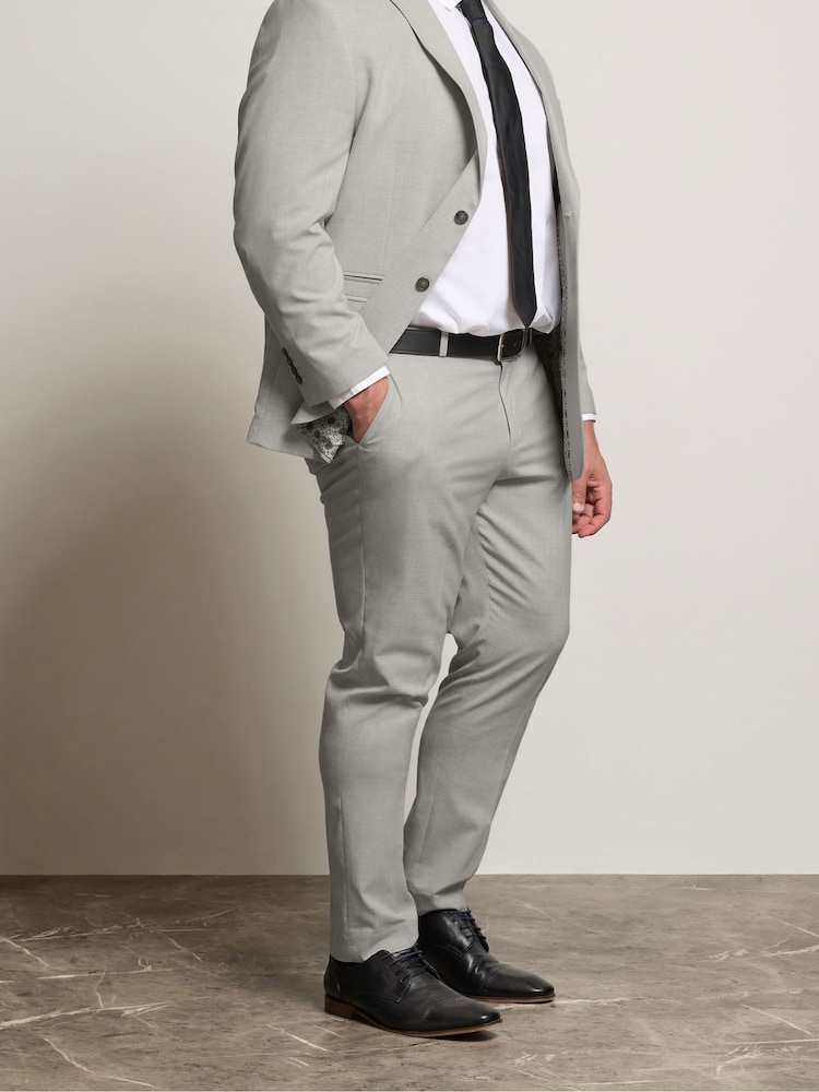BadRhino Big & Tall Grey Plain Suit Trousers - Image 1 of 6