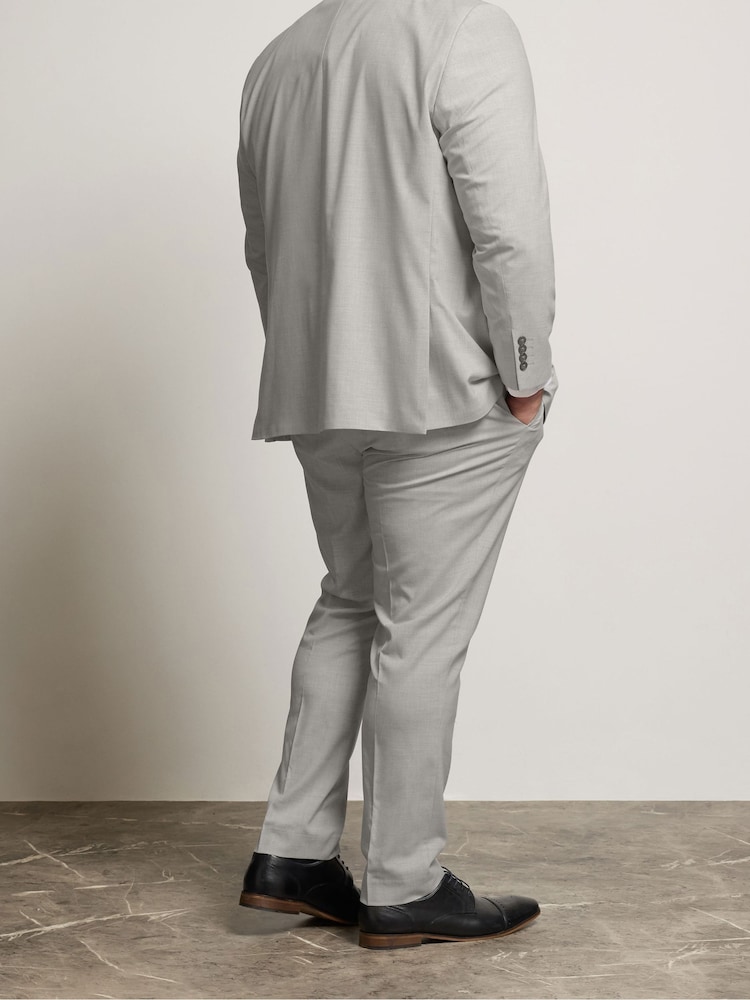 BadRhino Big & Tall Grey Plain Suit Trousers - Image 2 of 6
