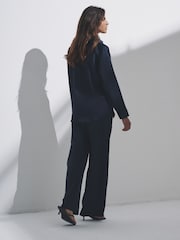 The Set Navy Blue Satin Shirt and Trousers Co-Ord - Image 5 of 11
