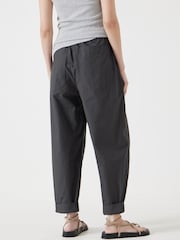 Hush Black 100% Cotton Barrel Leg Pull On Cotton Trousers - Image 3 of 5