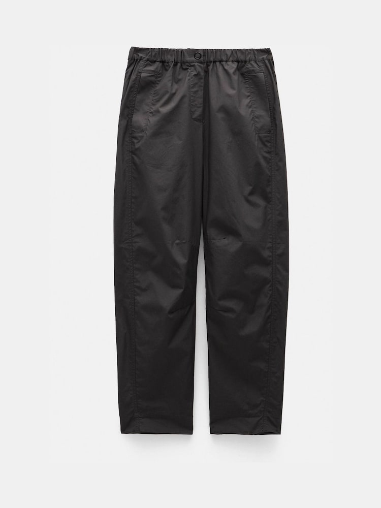 Hush Black 100% Cotton Barrel Leg Pull On Cotton Trousers - Image 5 of 5