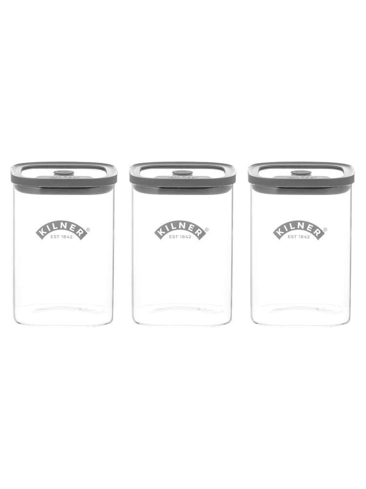 Kilner Clear Fresh Storage Jar 1l Set of 3 - Image 1 of 2