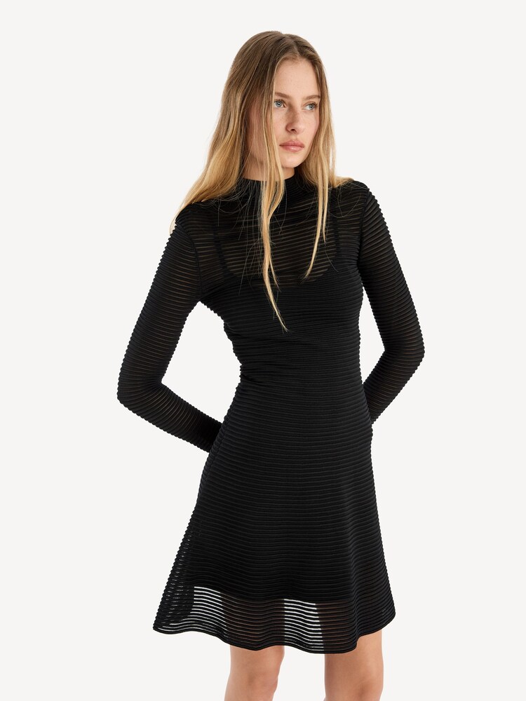 Rotate Black Knitted Flared Mini Dress - Image 1 of 6