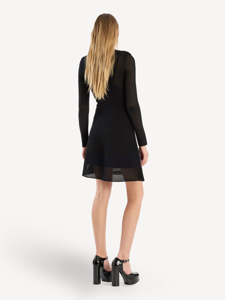 Rotate Black Knitted Flared Mini Dress - Image 2 of 6