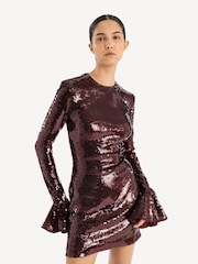 Rotate Red Sequins Long Sleeve Mini Dress - Image 1 of 5