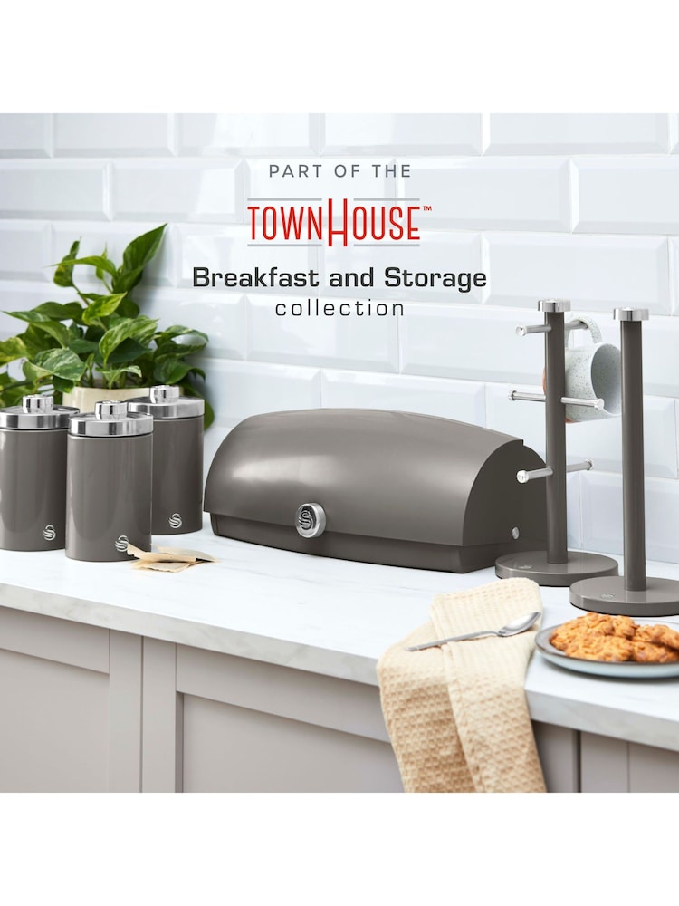 Swan Set of 3 Graphite Townhouse Bread Bin - Image 9 of 9