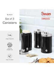 Swan Set of 3 Black Townhouse Canisters - Image 2 of 9