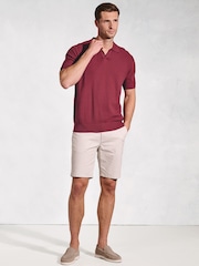 Brook Taverner Red Notch Neck 100% Cotton Polo Shirt - Image 2 of 3