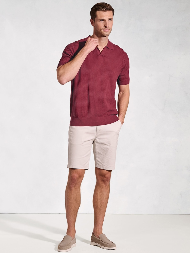 Brook Taverner Red Notch Neck 100% Cotton Polo Shirt - Image 2 of 3