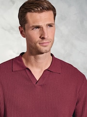 Brook Taverner Red Notch Neck 100% Cotton Polo Shirt - Image 3 of 3