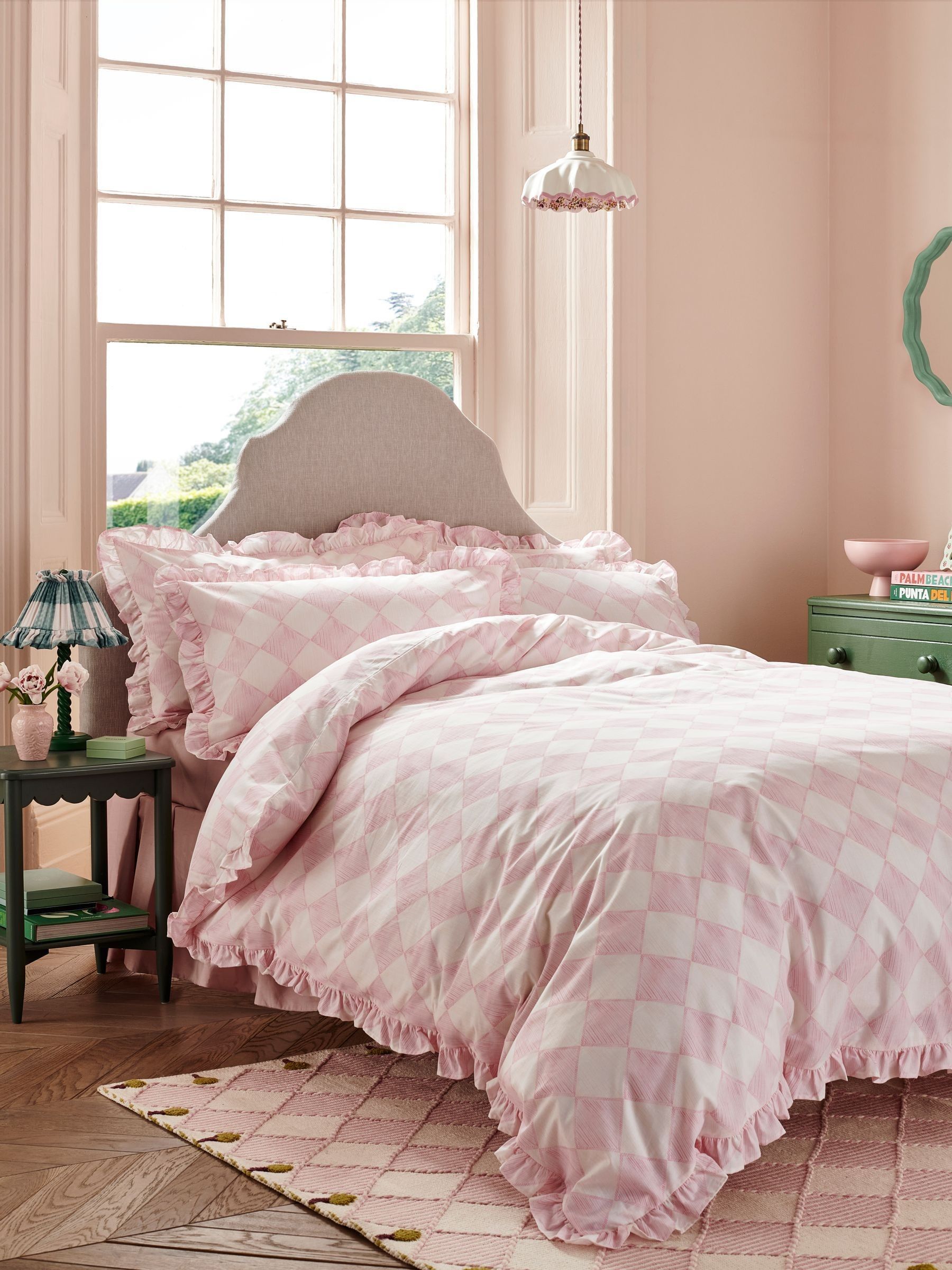 Buy Cath Kidston Pink Painted Diamond Frill Duvet Cover and