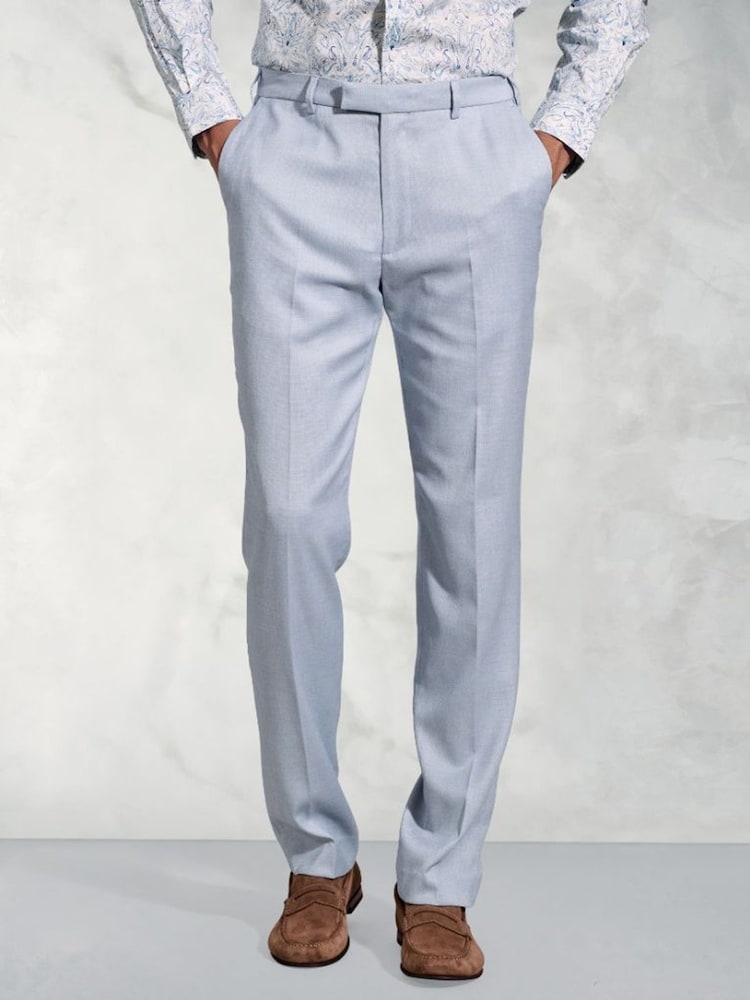 Brook Taverner Blue Textured Occasion Suit Trousers - Image 1 of 2 Brook Taverner Blue Textured Occasion Suit Trousers - Image 1 of 2