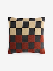 MADE.COM Rust Tilo Checkerboard Boucle Cushion - Image 1 of 2