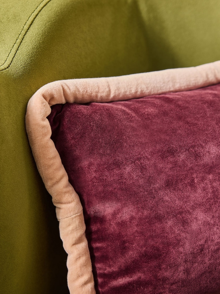 MADE.COM Khaki/Aubergine Huxley Cotton Velvet Jumbo Pipe Cushion - Image 4 of 4 MADE.COM Khaki/Aubergine Huxley Cotton Velvet Jumbo Pipe Cushion - Image 4 of 4