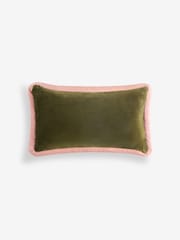 MADE.COM Khaki/Aubergine Huxley Cotton Velvet Jumbo Pipe Cushion - Image 5 of 5