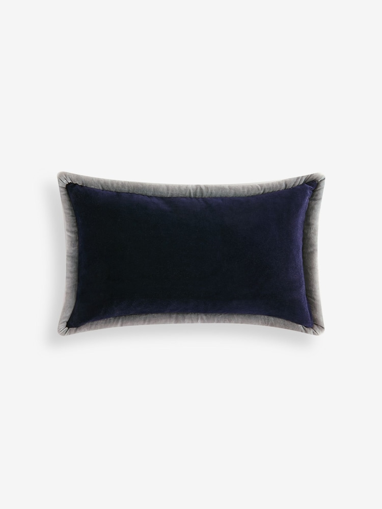 MADE.COM Chocolate/Navy Huxley Cotton Velvet Jumbo Pipe Cushion - Image 6 of 6 MADE.COM Chocolate/Navy Huxley Cotton Velvet Jumbo Pipe Cushion - Image 6 of 6