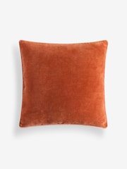MADE.COM Rust Orange Bailey Cotton Velvet Piped Cushion - Image 4 of 5