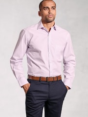 Brook Taverner Pink Micro Oxford Check Long Sleeve 100% Cotton Shirt - Image 1 of 5