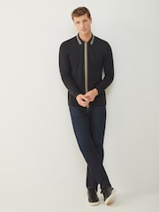 PS Paul Smith Black Stripe Detail Zip Through Polo Shirt - Image 3 of 5