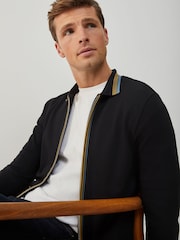 PS Paul Smith Black Stripe Detail Zip Through Polo Shirt - Image 4 of 5