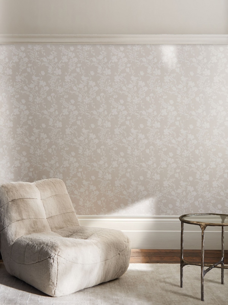 Neutral Silhouette Floral 10M Wallpaper - Image 1 of 4