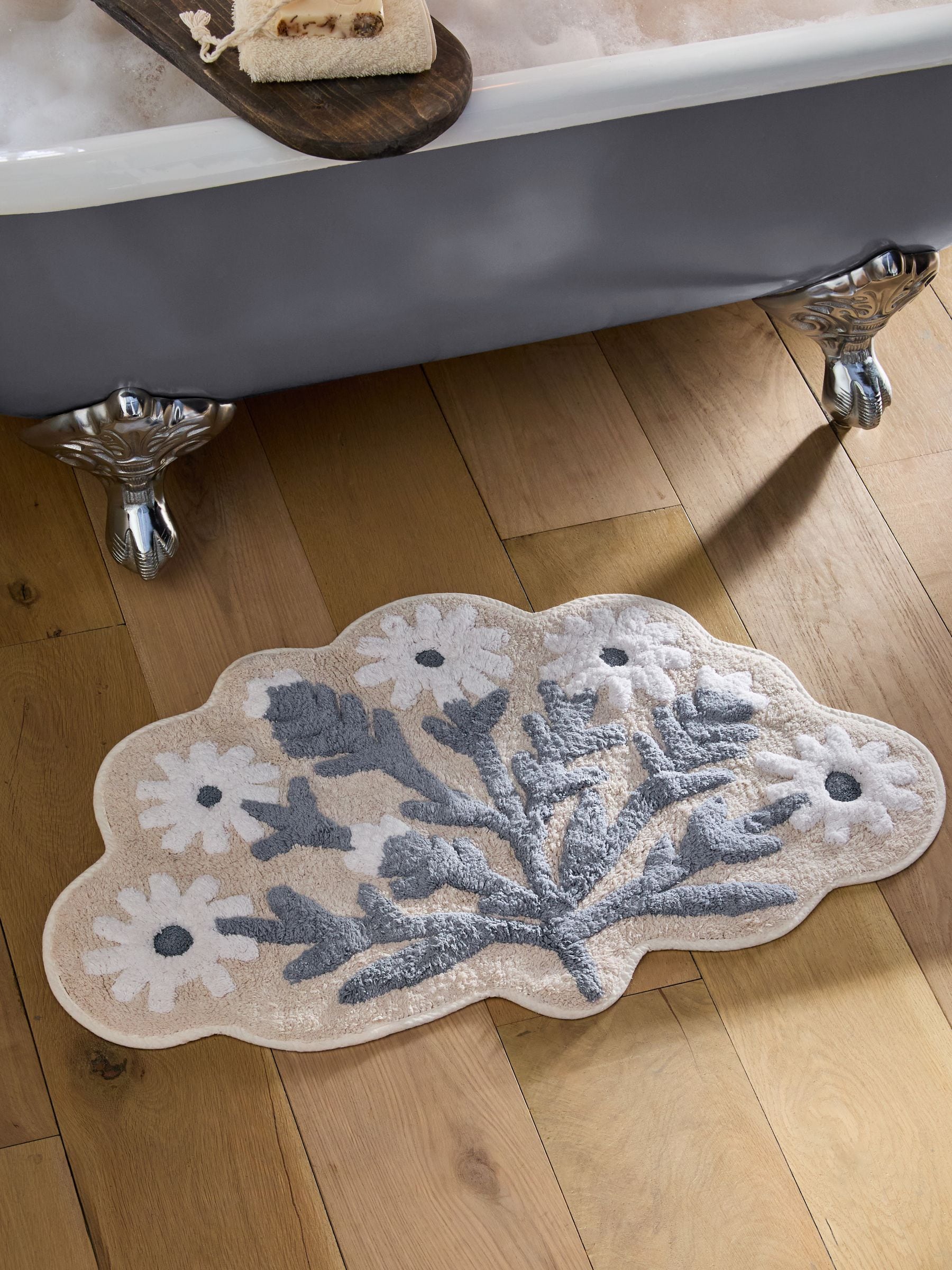 Buy Blue Floral Bath Mat from Next USA