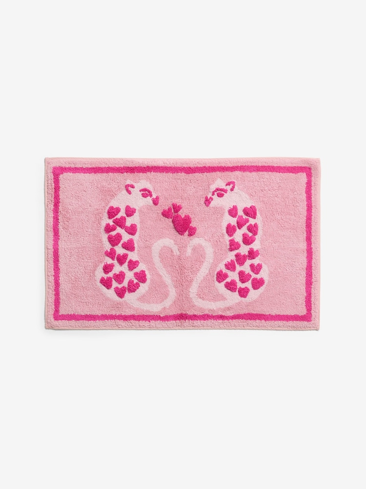 Pink Cheetah Valentines Bath Mat - Image 1 of 1