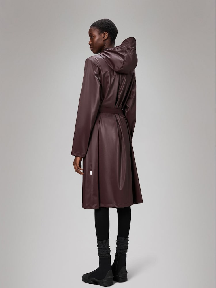 Rains Red Waterproof A-Line Long Jacket - Image 2 of 4