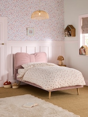 Smart Chenille Blush Pink Bow Single Bed Frame - Image 1 of 1