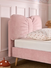 Smart Chenille Blush Pink Bow Single Bed Frame - Image 3 of 6