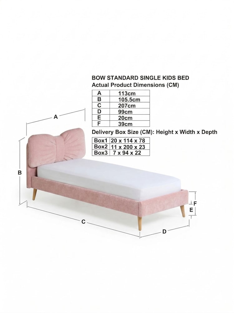 Smart Chenille Blush Pink Bow Single Bed Frame - Image 6 of 6 Smart Chenille Blush Pink Bow Single Bed Frame - Image 6 of 6