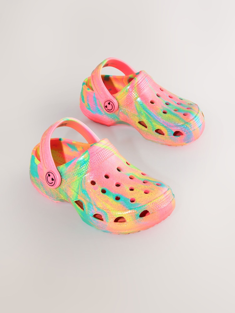 Pink Marble Glitter Clogs - Image 1 of 5 Pink Marble Glitter Clogs - Image 1 of 5