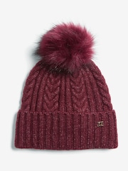 Vermelho Borgonha - Lipsy Cosy Cable Pom Hat - Imagem 1 de 4