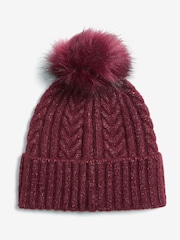 Vermelho Borgonha - Lipsy Cosy Cable Pom Hat - Imagem 2 de 4