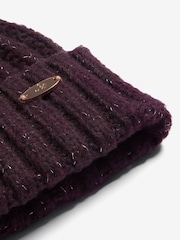 Lipsy Berry Shimmer Ribbed Pom Hat - Image 2 of 4