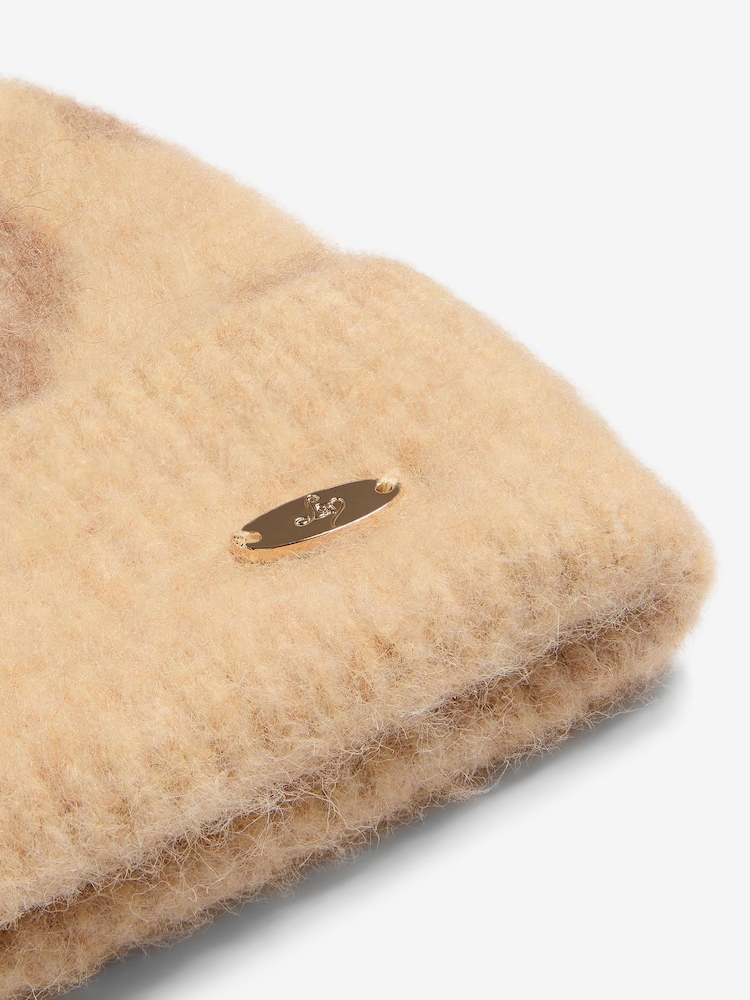 Lipsy Light Leopard Print Brushed Pom Hat - Image 2 of 4