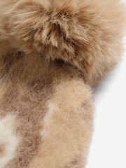 Lipsy Light Leopard Print Brushed Pom Hat - Image 5 of 6
