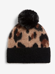 Lipsy Classic Leopard Print Brushed Pom Hat - Image 6 of 6