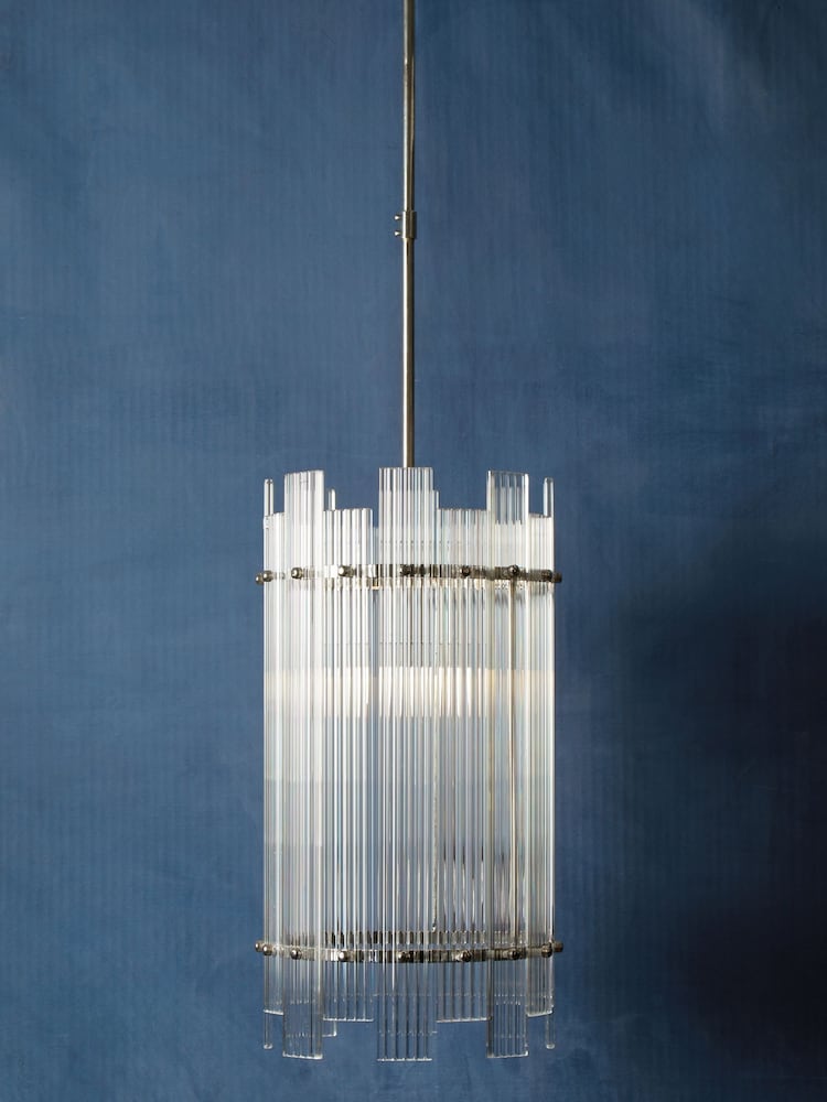 Fifty Five South Silver Ritz 1 Bulb Pendant Ceiling Light - Image 1 of 4 Fifty Five South Silver Ritz 1 Bulb Pendant Ceiling Light - Image 1 of 4