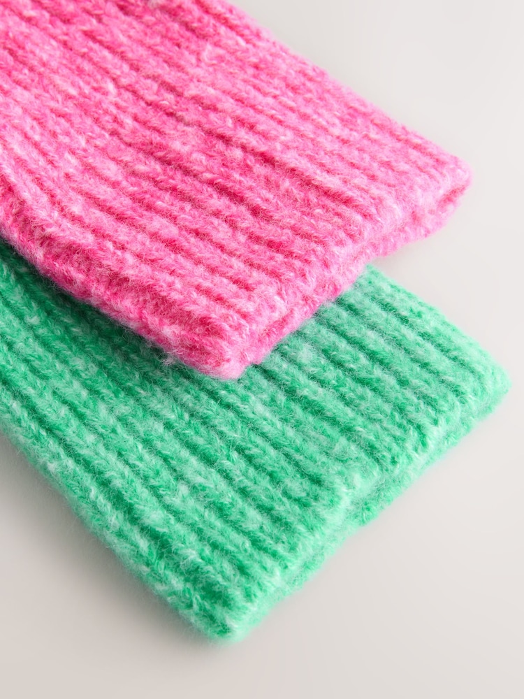 Bright Pink/Green Ribbed Socks 2 Pack - Image 5 of 5