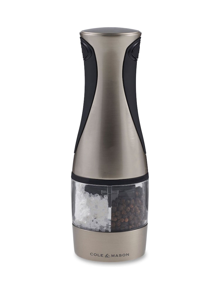 Cole & Mason Brushed Chrome Kew 2-In-1 Electronic Salt & Pepper Mill - Image 2 of 4