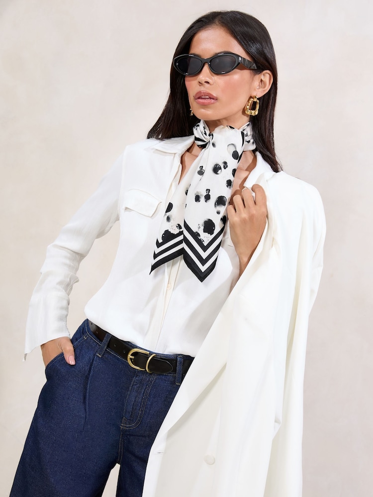 Lipsy Mono Spot Satin Multiway Head Scarf - Image 1 of 2 Lipsy Mono Spot Satin Multiway Head Scarf - Image 1 of 2